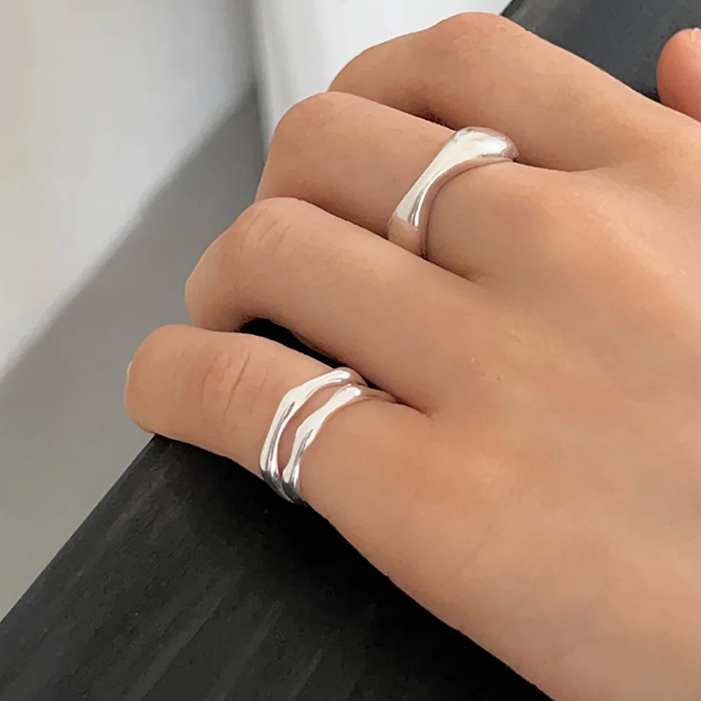 silver925 line baby open ring_2 Colors