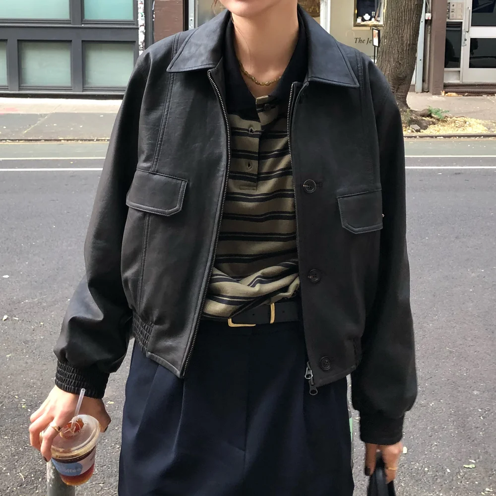 VOK POCKET LEATHER BLOUSON (LEATHER BROWN)