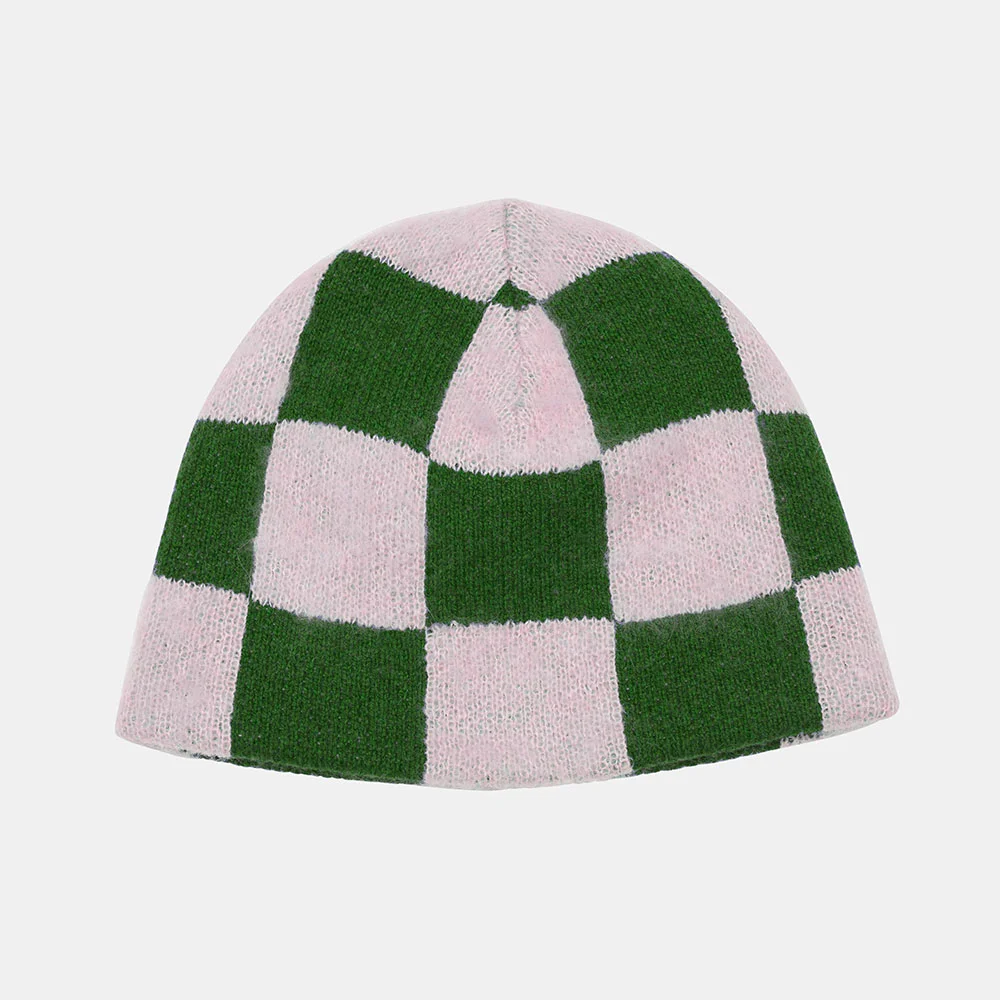 (U) GAS BEANIE (GREEN PINK CHECK)