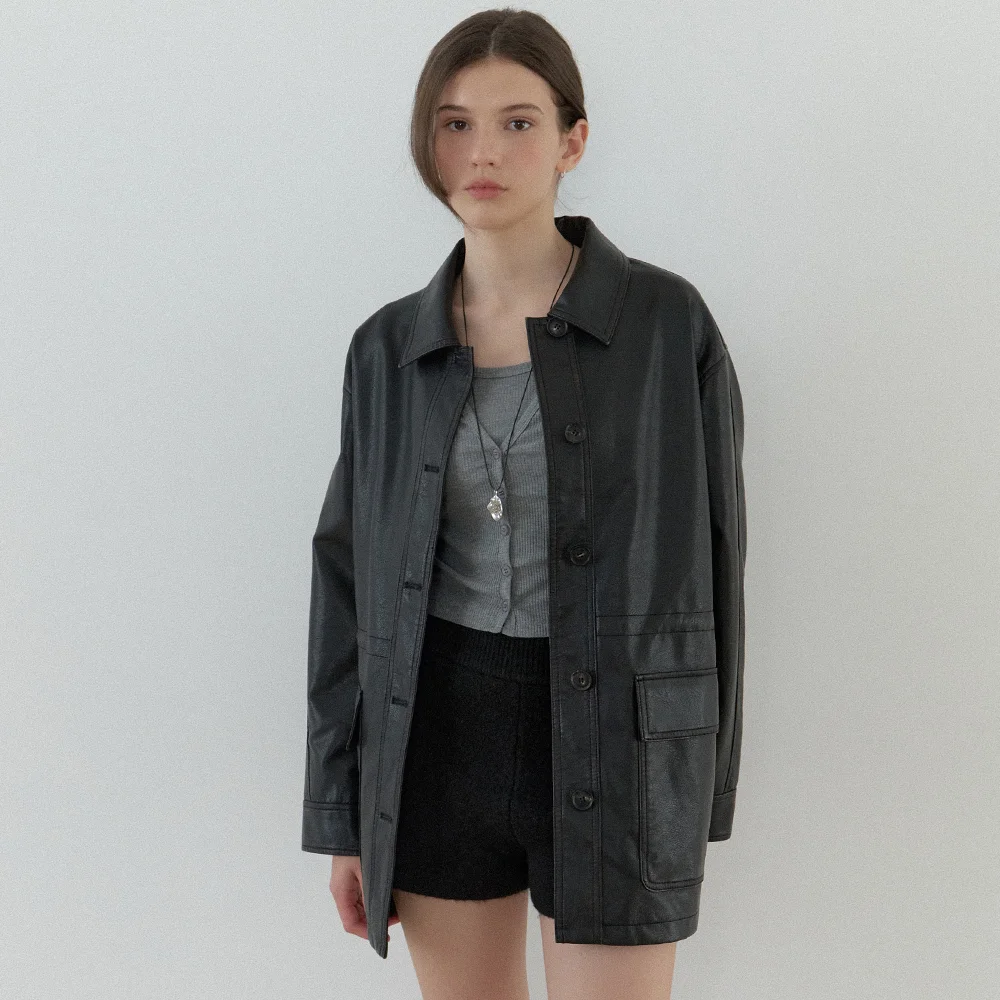 Neff faux leather jacket (black)