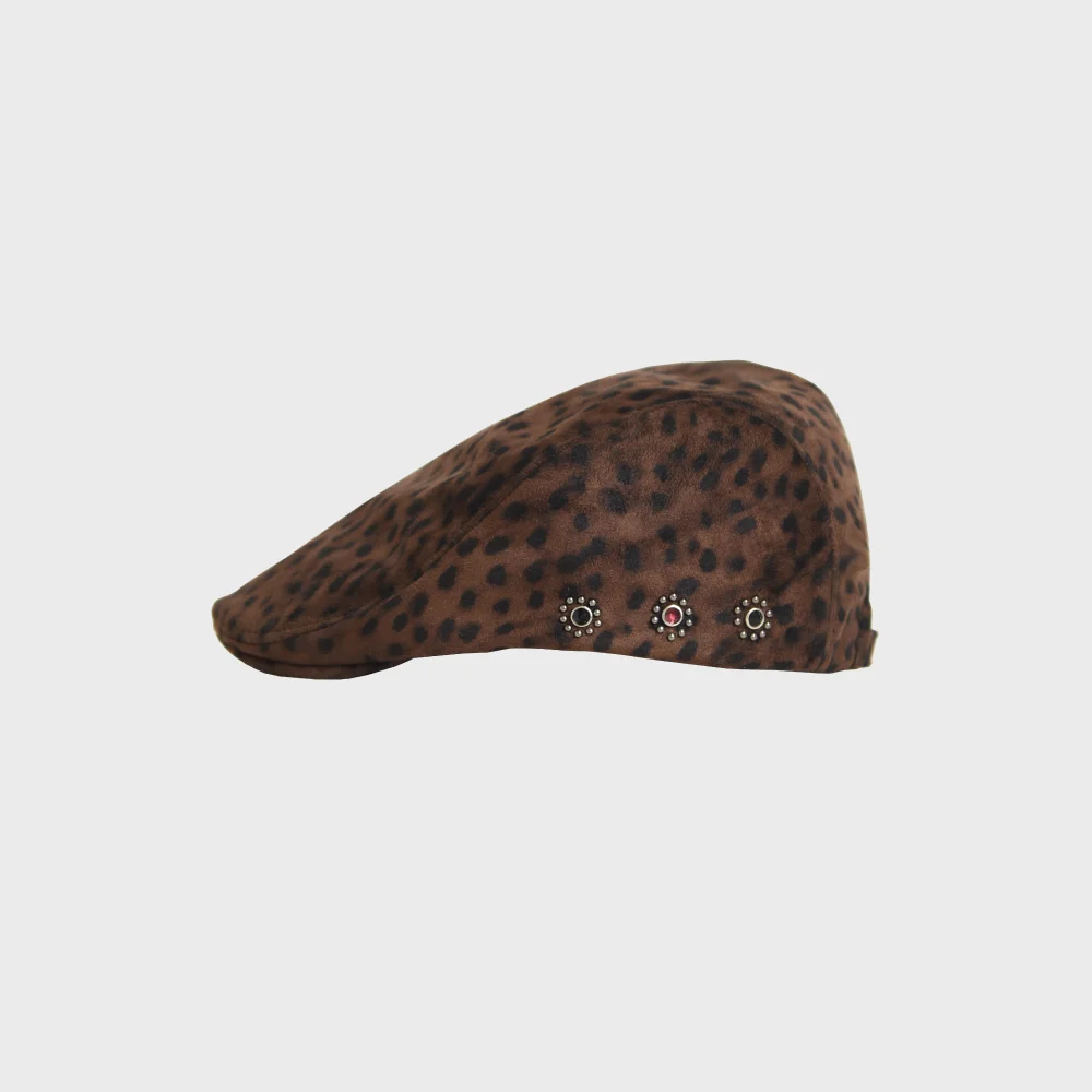 Suede Stud Hunting Cap (Leopard)