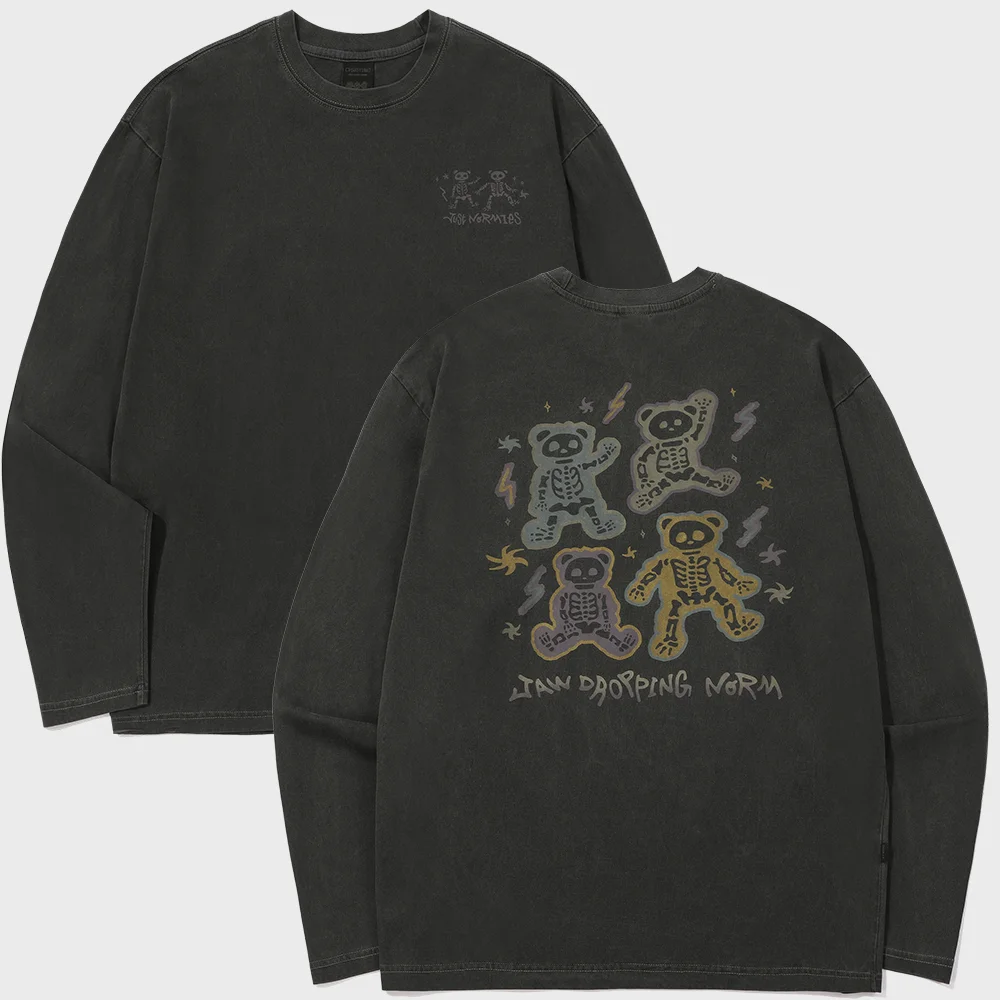 骷髏 熊 Pigment 長袖 煙燻黑