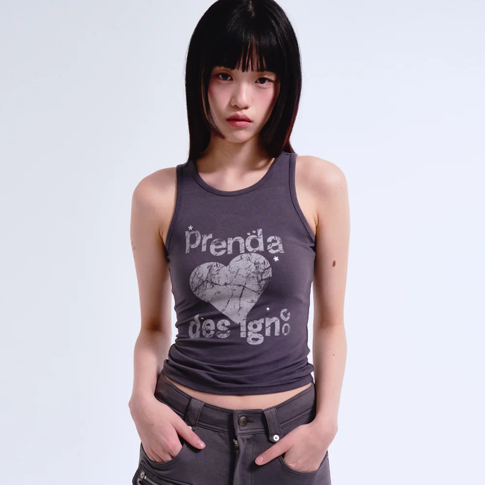 PRENDA DESIGN CO VINTAGE SLEEVE LESS CHARCOAL