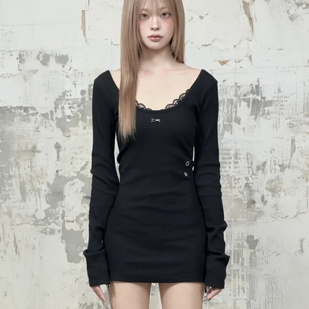 Layered Lingerie long Slip Dress (Black)