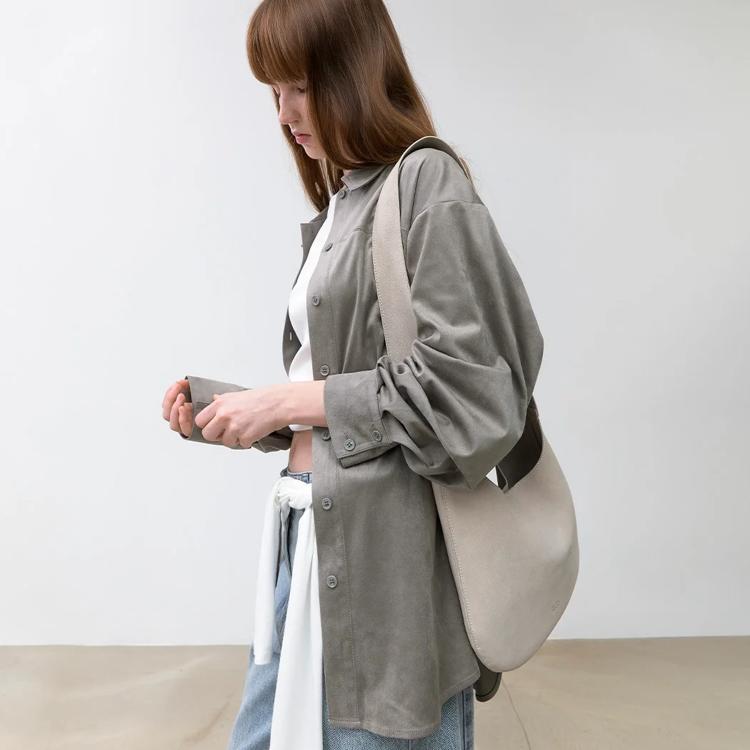 ESSENTIAL SUEDE BELTED SHIRT S (BL-4306)