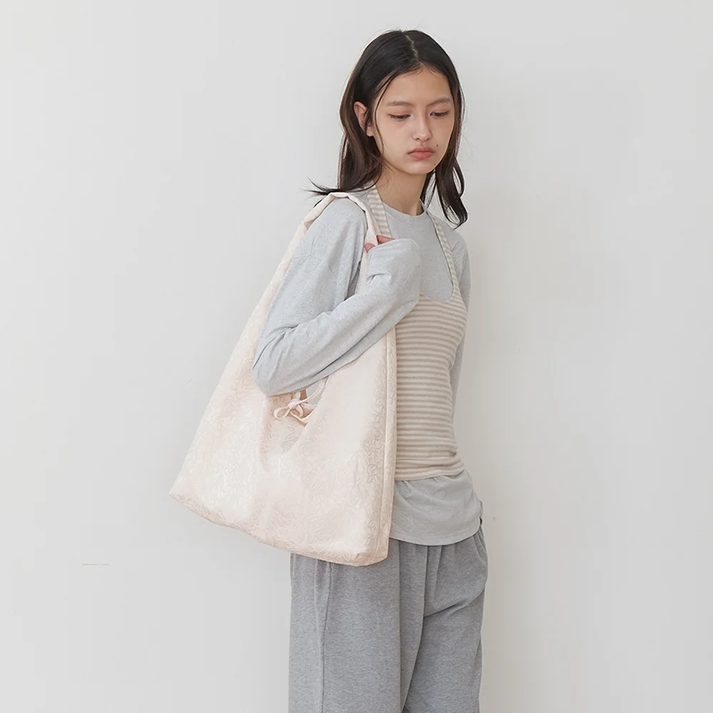 soft bloom jacquard bag - milk ivory