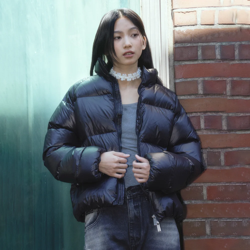 GLOSSY PUFFER JACKET BLACK