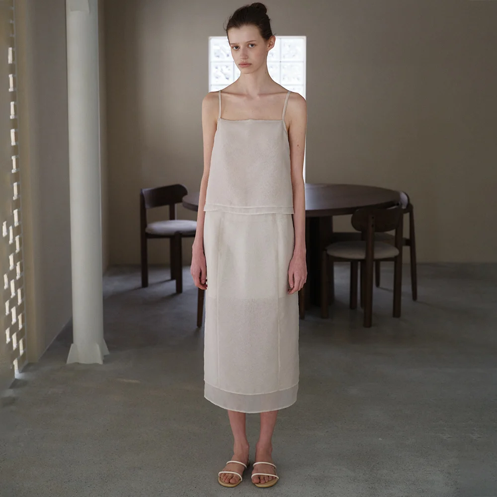 Sheer Layered Skirt(Cream)