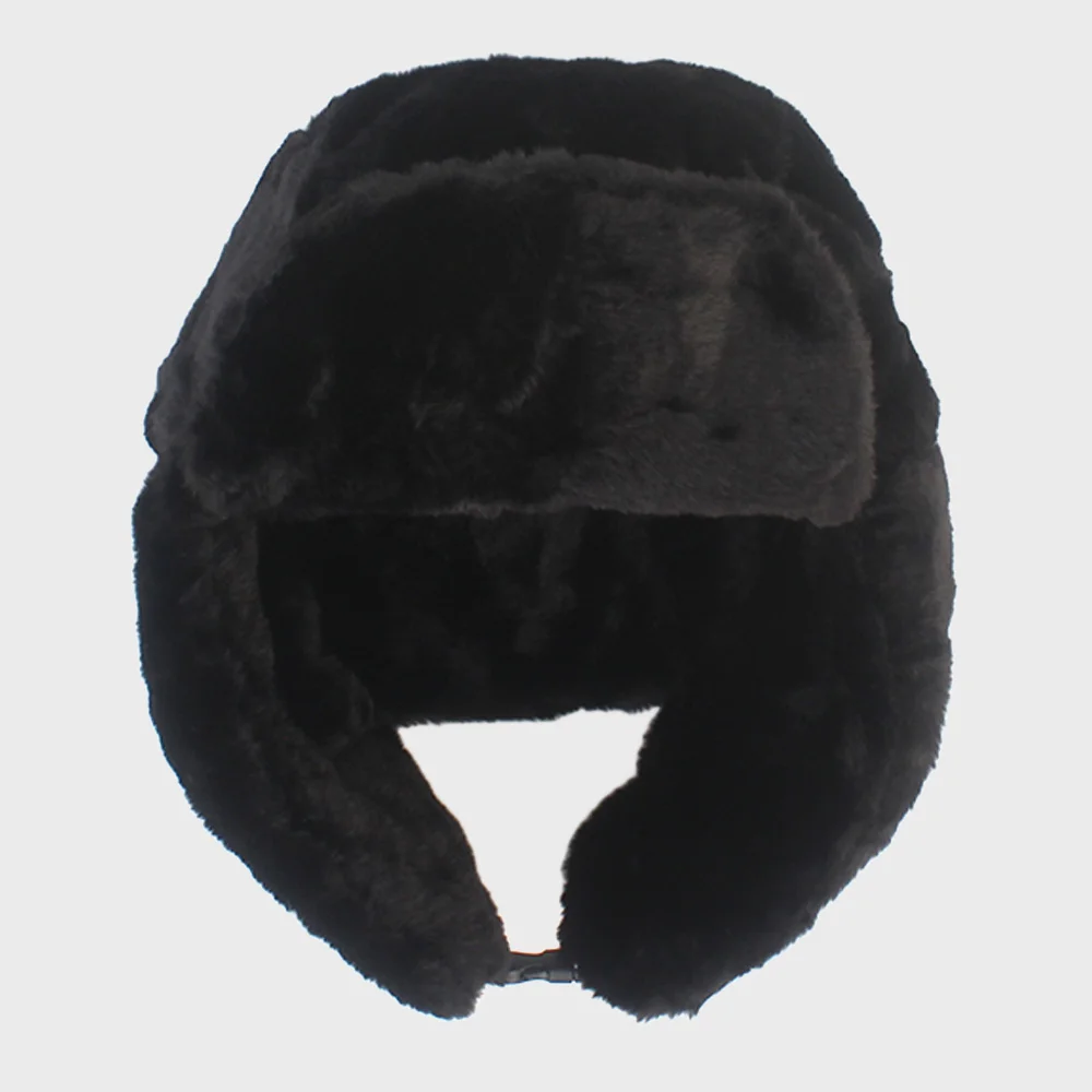 Soft Fur Black Aviator Hat 飛行帽