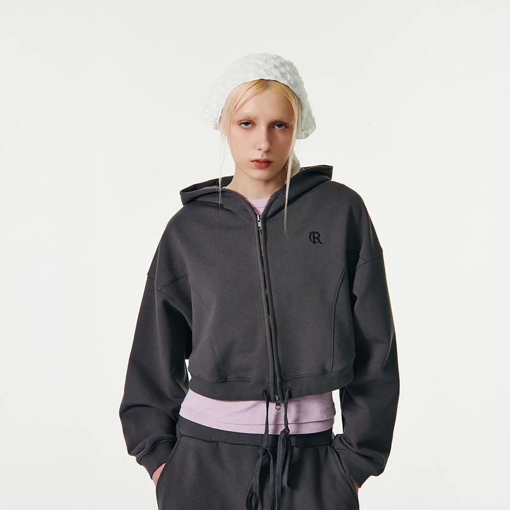 CR LOGO CROP HOOD ZIP UP