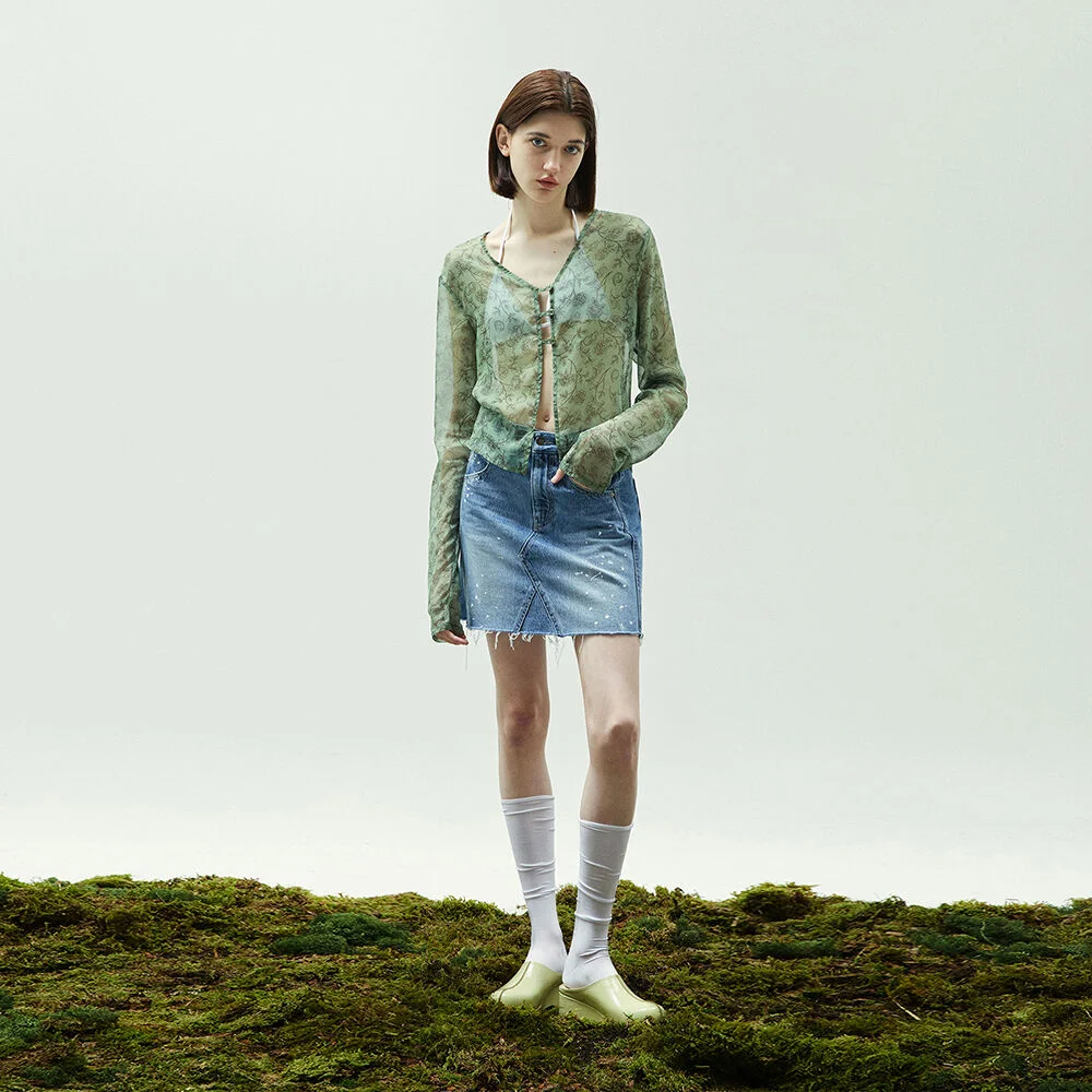 PAINT DENIM MINI SKIRT