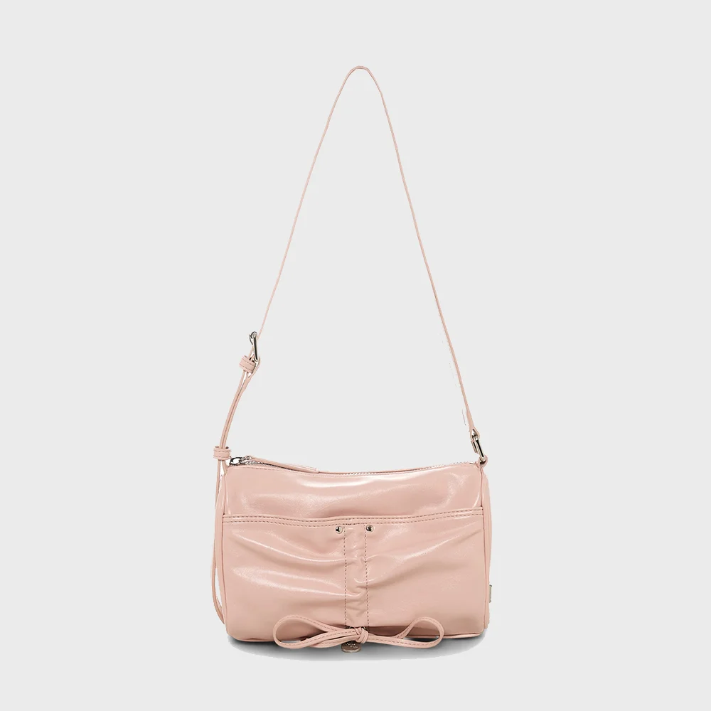 FRONT SHIRRING RIBBON MINI BAG IN PINK