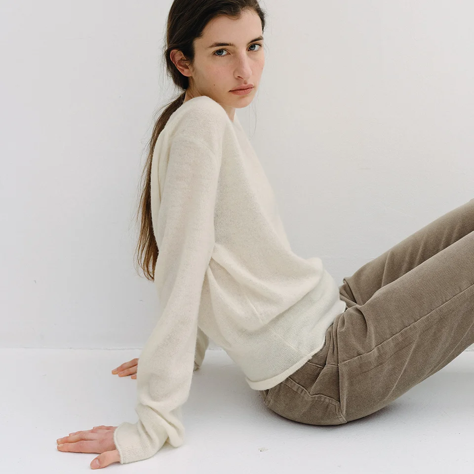 extra fine baby alpaca pullover (ivory)
