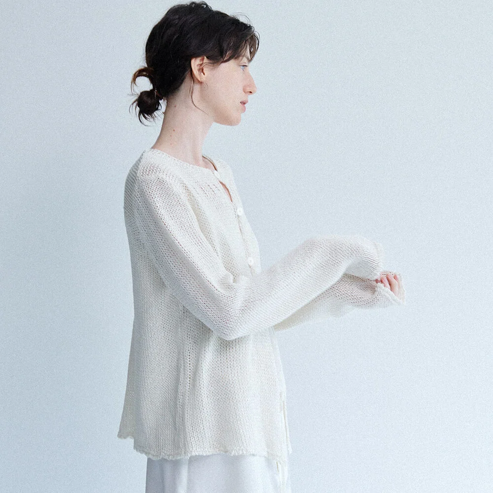 Muriel Net Knit Cardigan (Ivory)