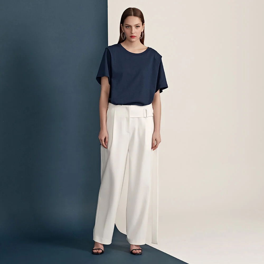 Tuck Detail Long Pants_Ivory