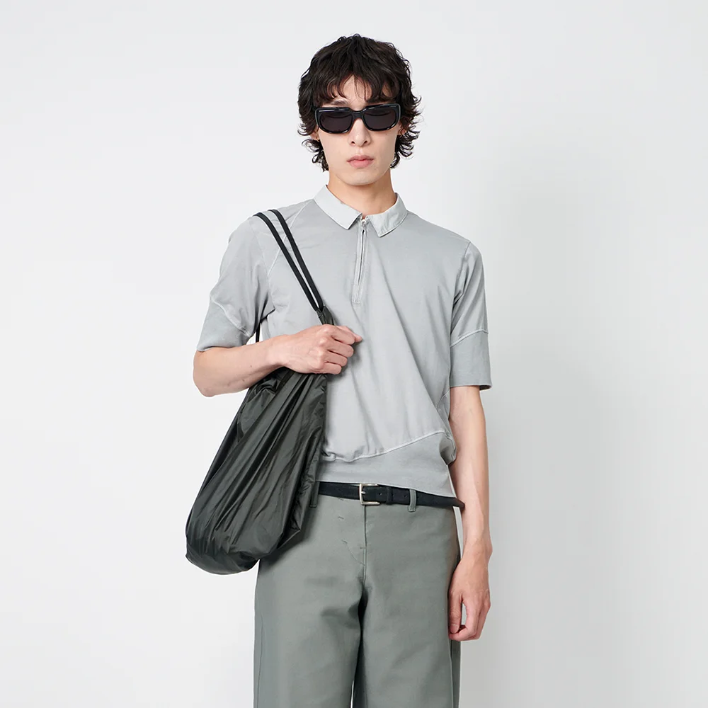 LEATHER BELT STRAP NYLON SHOULDER BAG JADE GREEN