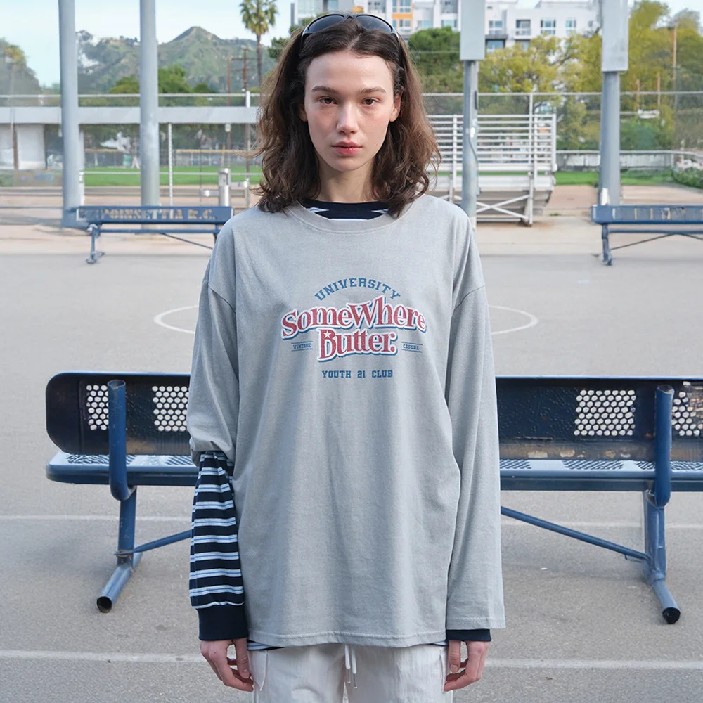Pigment Wave Logo Long Top - Grey