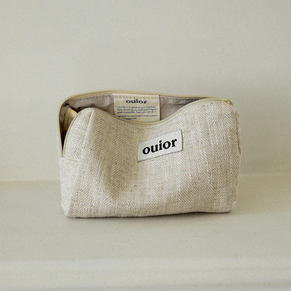 ouior everyday pouch - herringbone beige