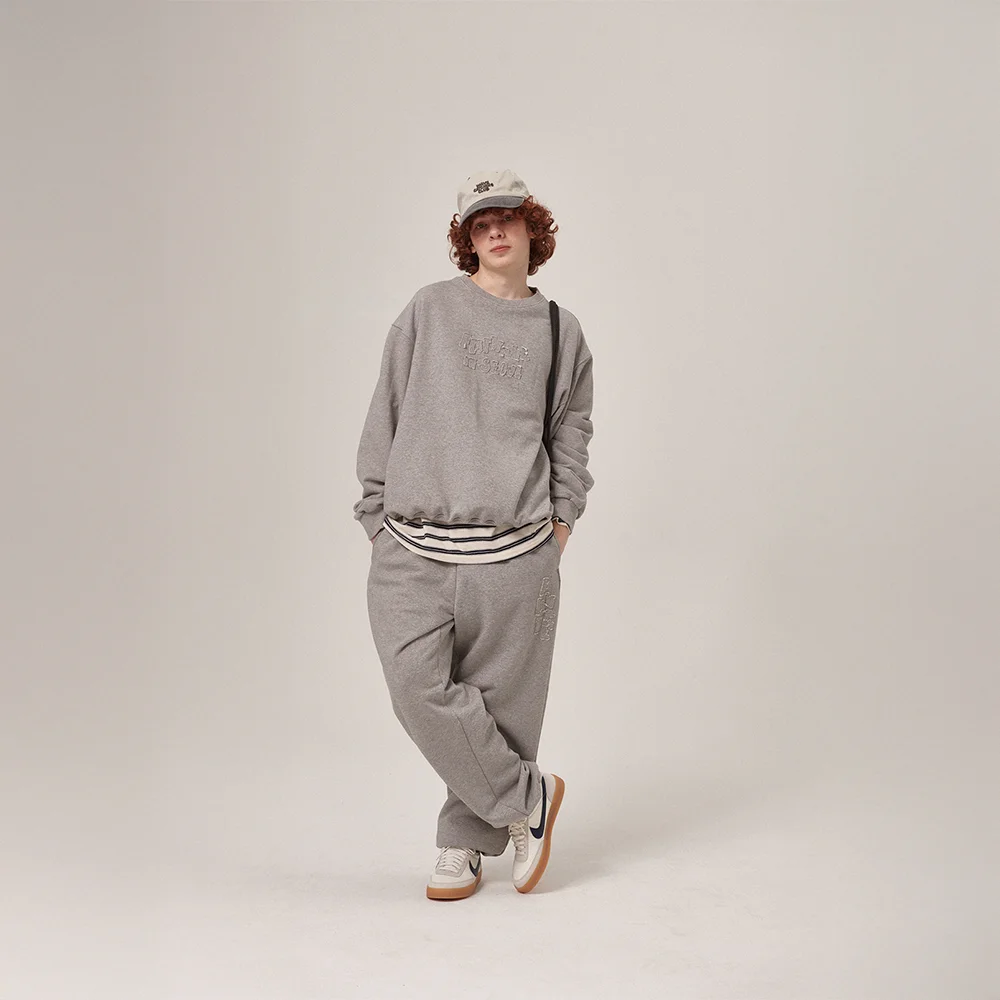 Soulu Patchwork Sweatshirt/pants Set Grey Melange