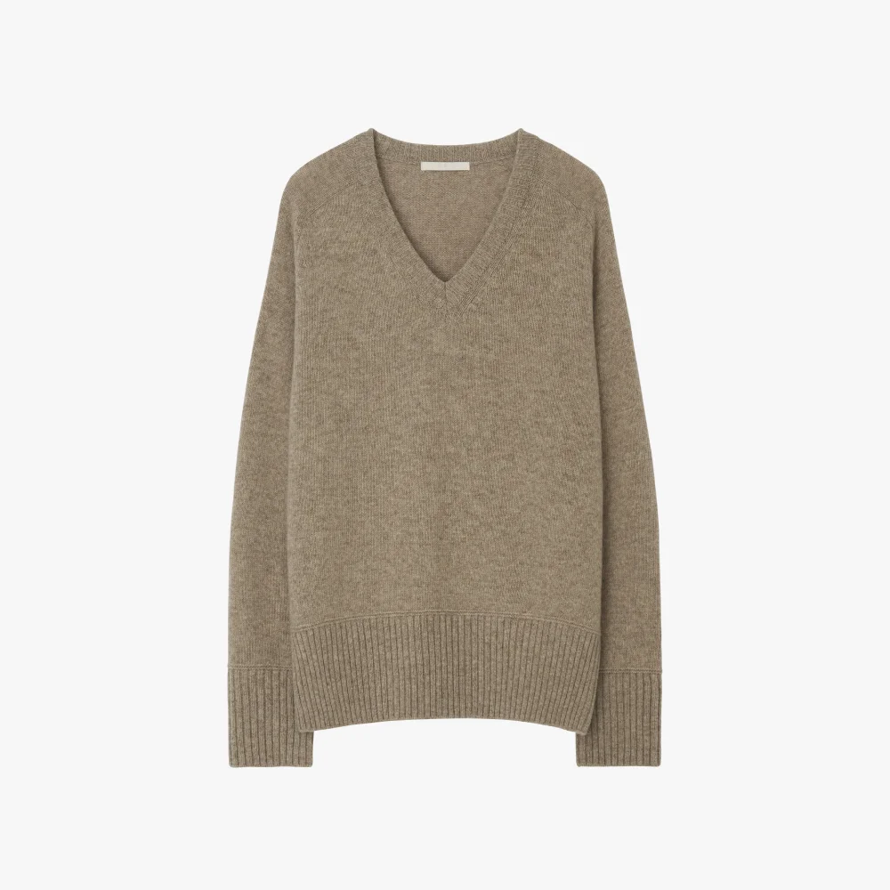 WOOL V-NECK SWEATER / OATMEAL