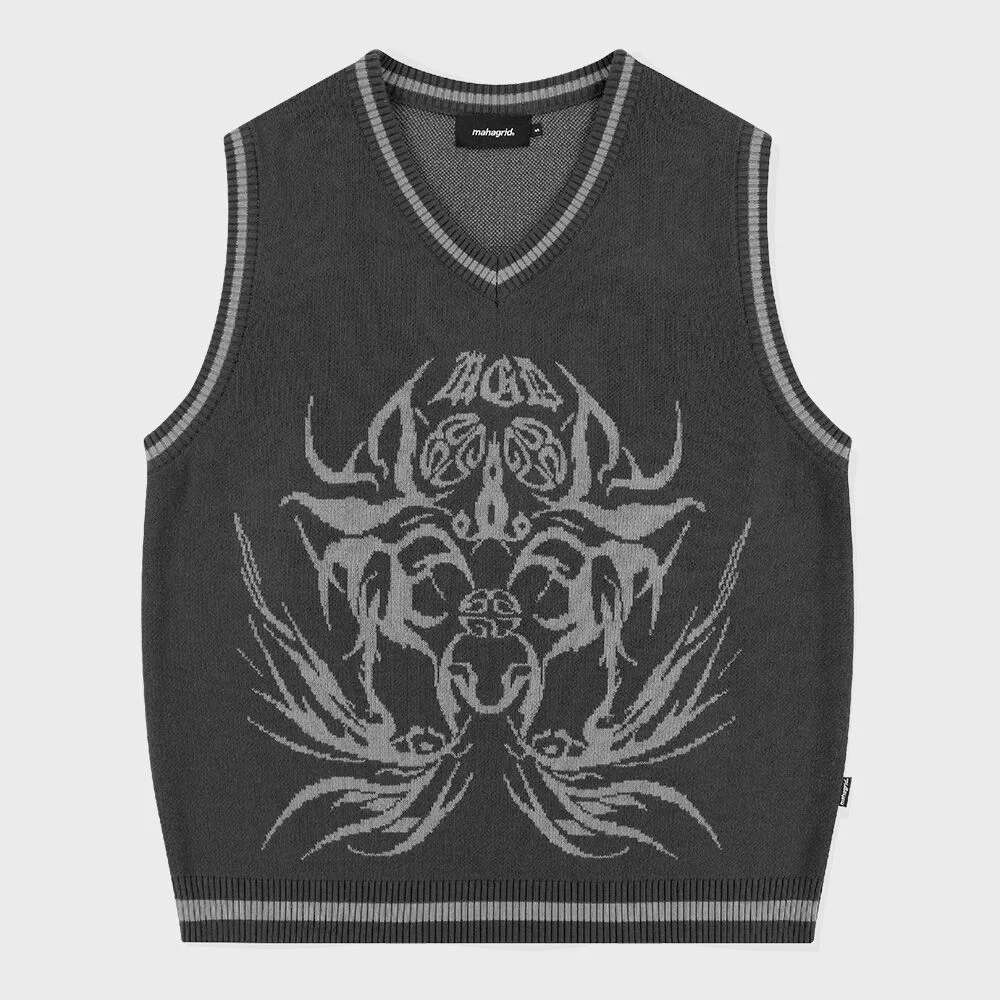 ECLIPSE TRIBAL KNIT VEST CHARCOAL(MG2ESMK602A)
