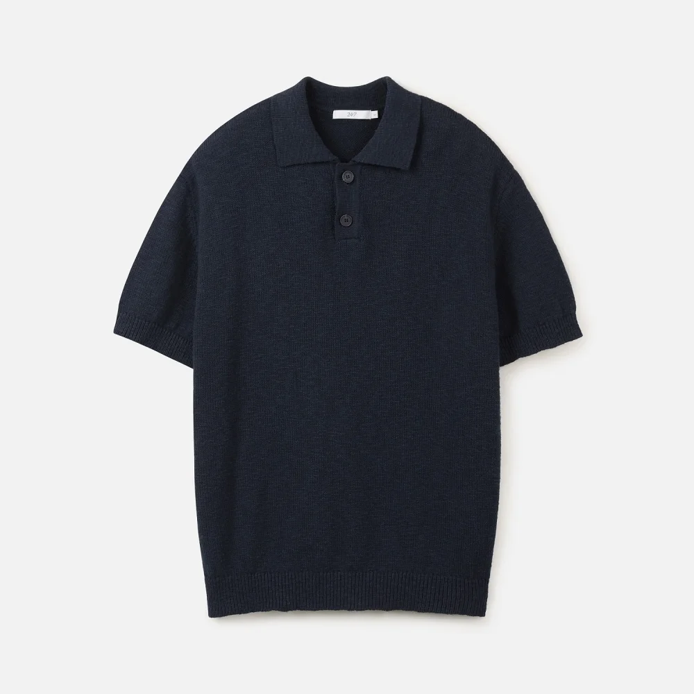 CROCHET COTTON COLLAR KNIT NAVY (247)