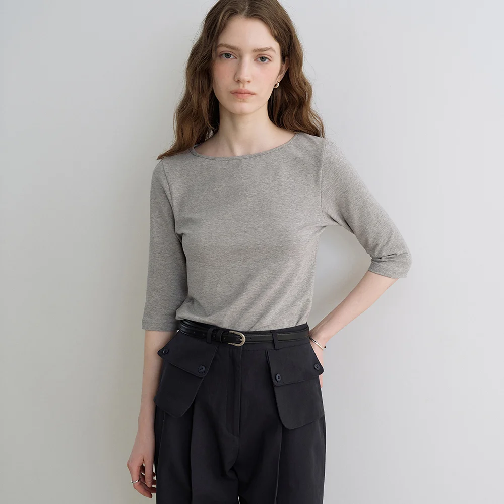 comos 1711 classic boat neck T-shirt (melange gray)