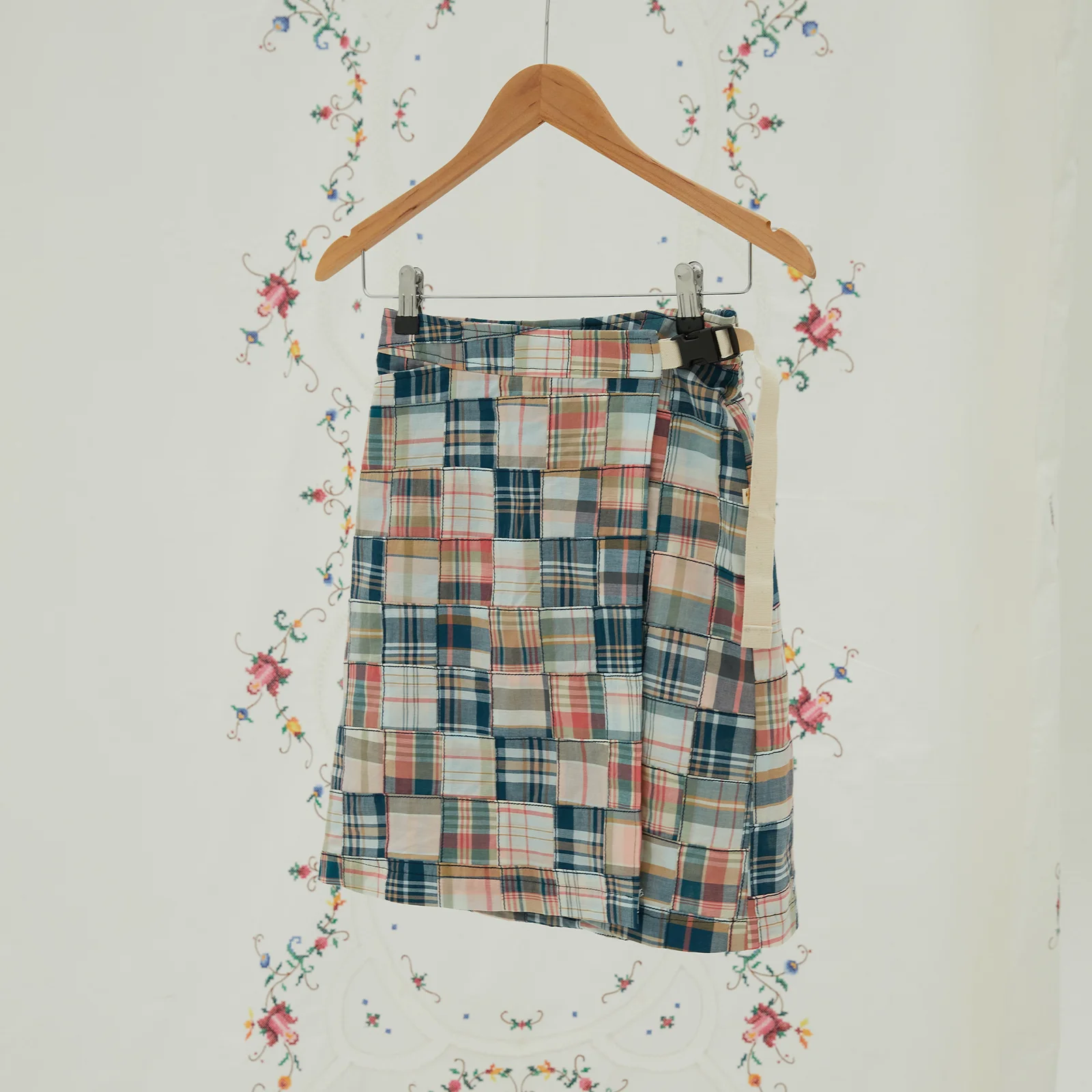 Wohelo Patchwork Warp Skirt Wahello 拼布 RAB 半身裙 (奶油)