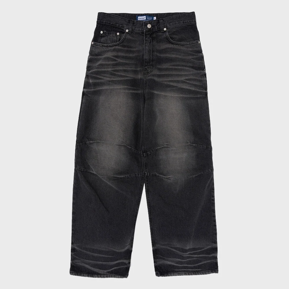 WASHING WIDE DENIM PANTS (BLACK)