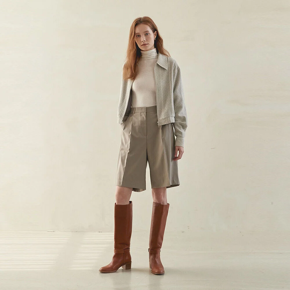 JACQUARD PINTUCK BLOUSON(oat ivory)