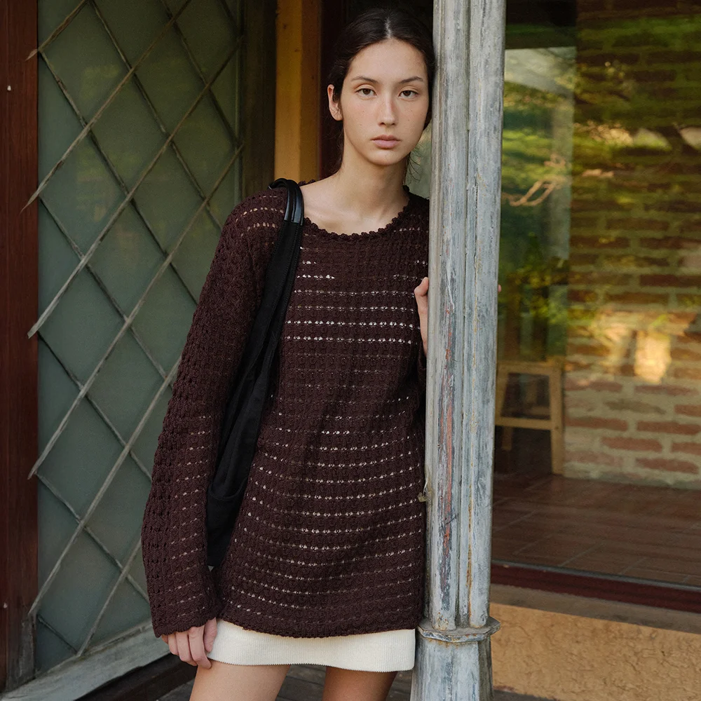Melo Crochet Pullover (Chocolate Brown)