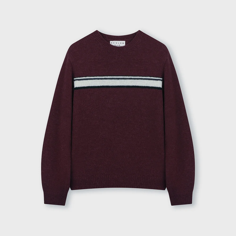 STRIPE ALPACA KNIT BURGUNDY