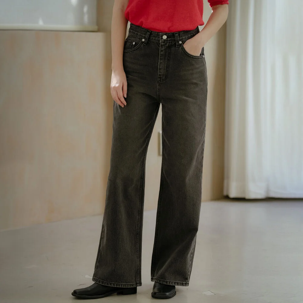 Heritage washing loose-fit denim pants _Black
