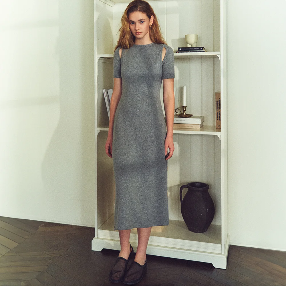 Odette cut-out midi dress (grey)