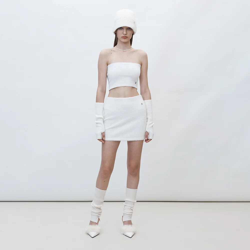 HAIRY KNIT MINI SKIRT