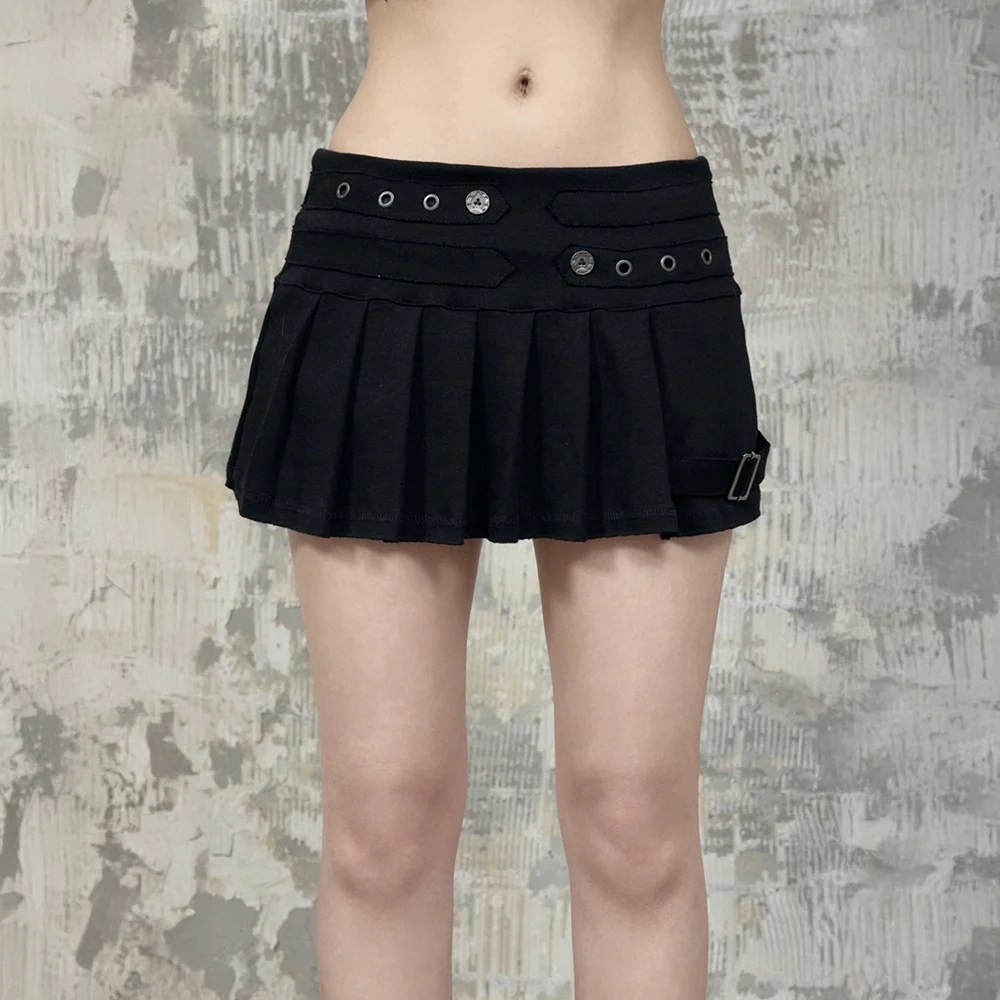 Pleated Layer Training Mini Skirt (Black)