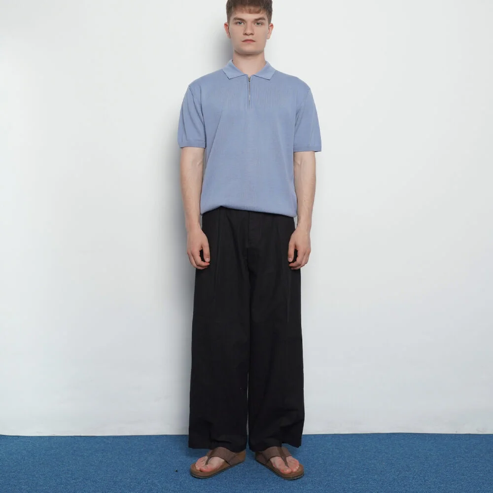 M456 linen wide pants black