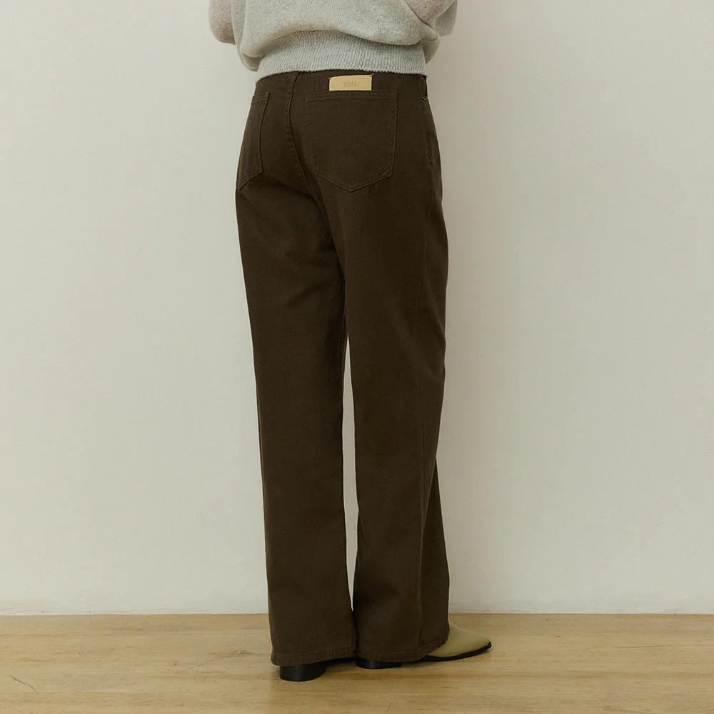 Classic stright denim pants - deep khaki
