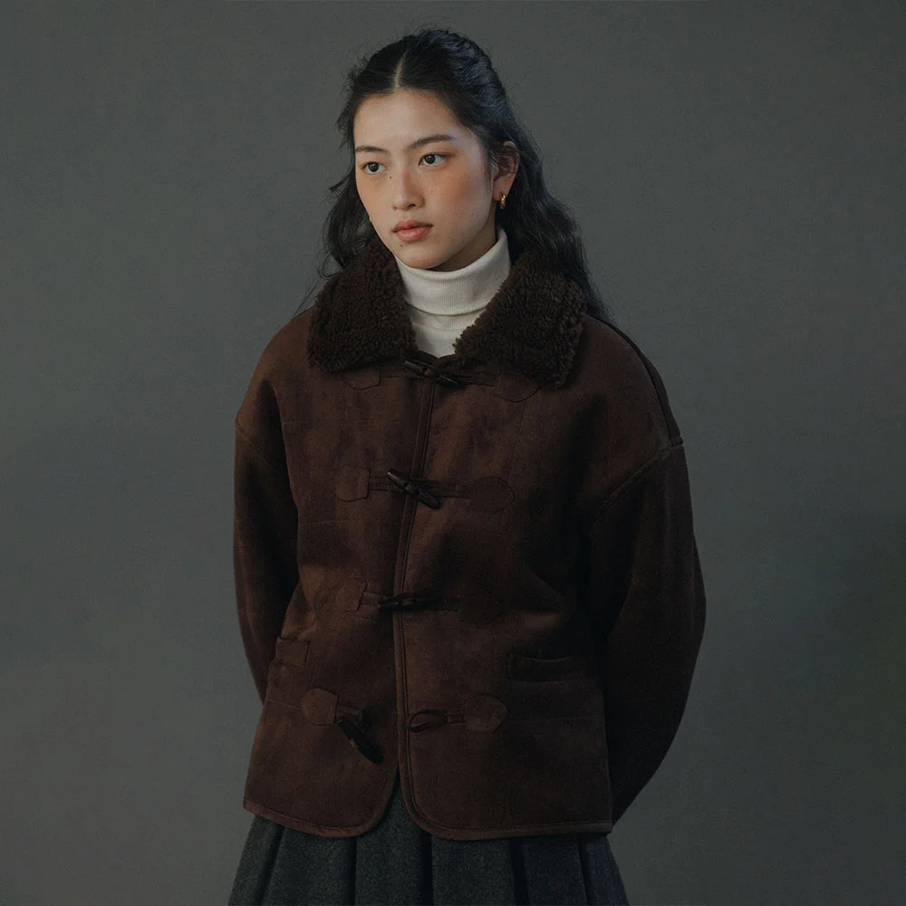 WOOLEN HALF COAT (BROWN)