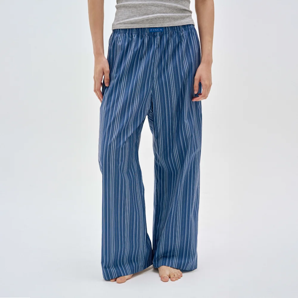 居家外出 褲子 復古 牛仔 條紋 2SIZES