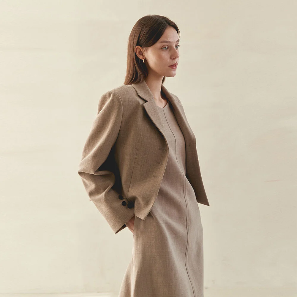 SINGLE DART SHORT JACKET(wood brown)