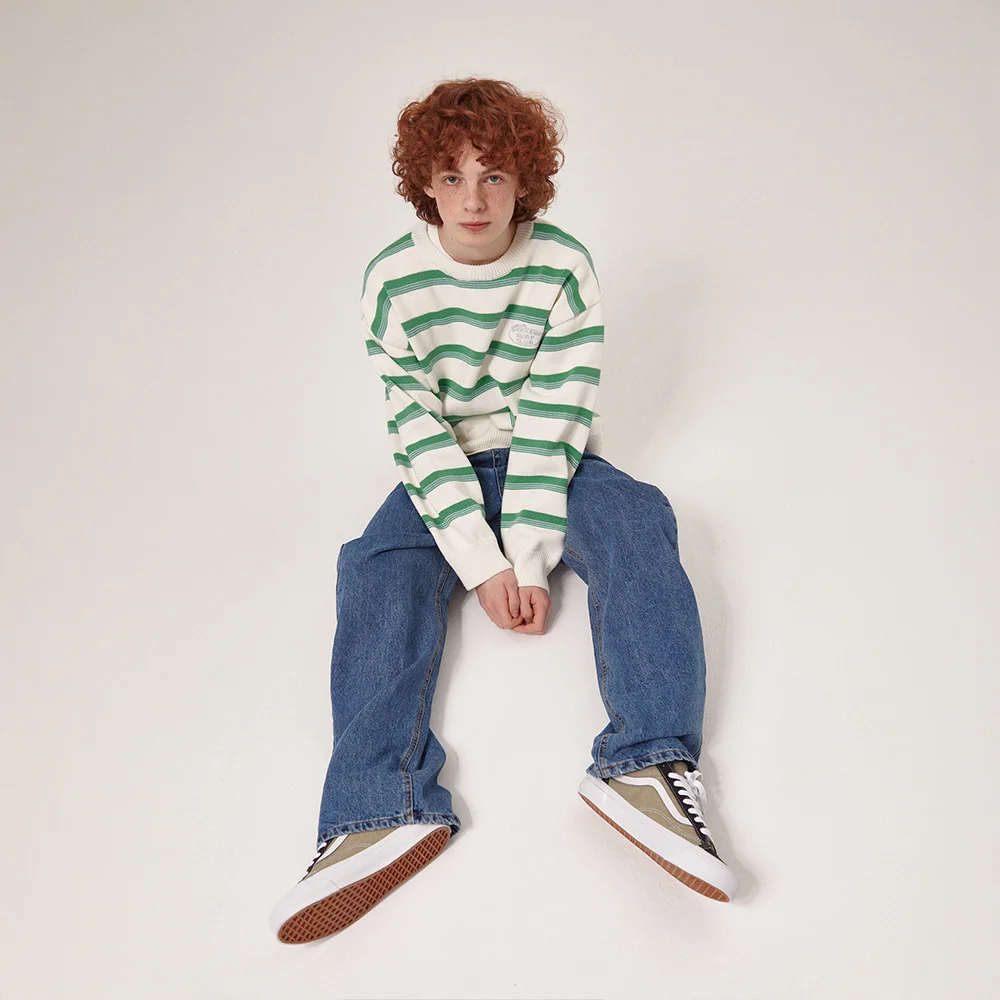 Aav Stripe Vintage Cotton Round Knit Ivory