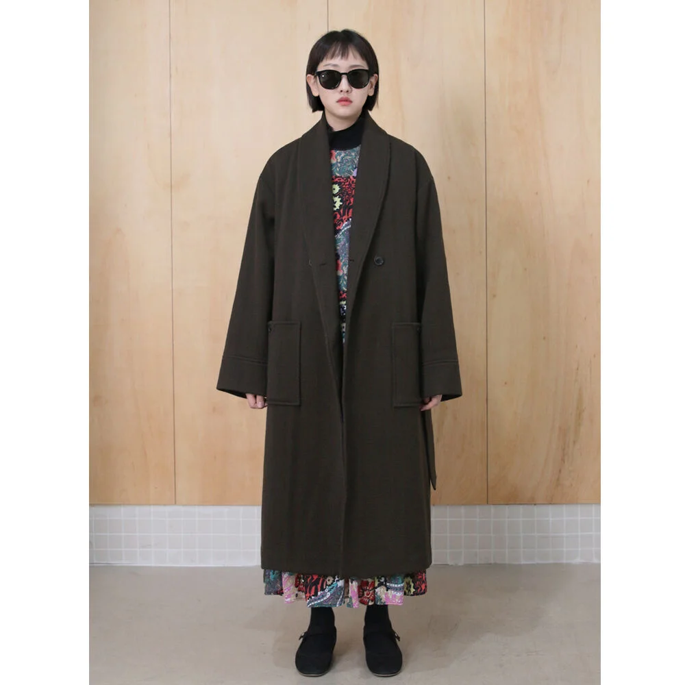 Gown Over Coat / Herringbone Brown