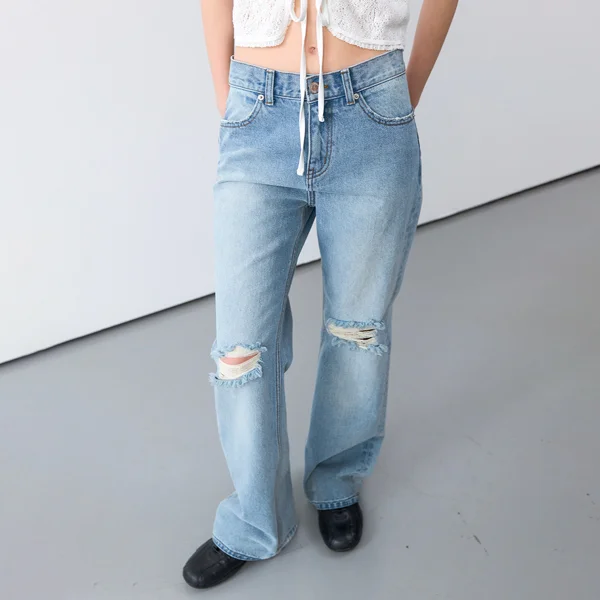 DAMAGED WASHED BOOTSCUT DENIM (PT-5787)