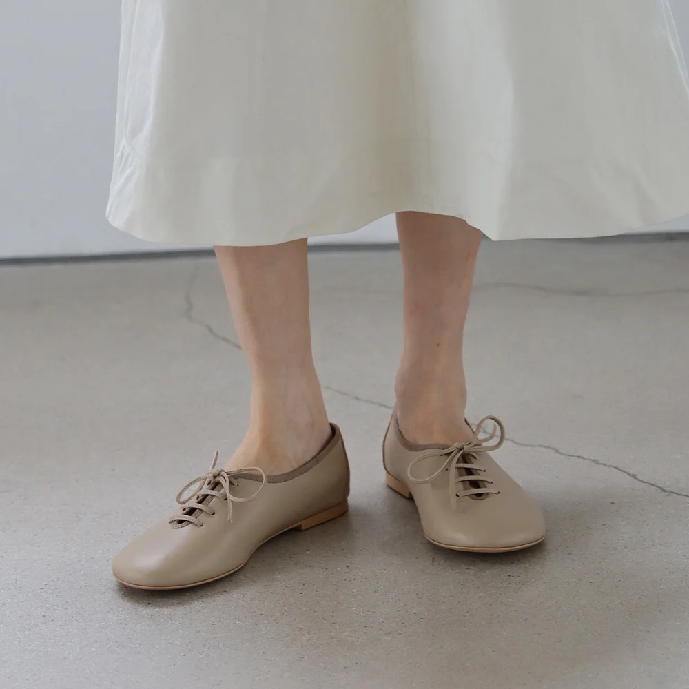 Lace-Up Ballet Flat_26515_beige
