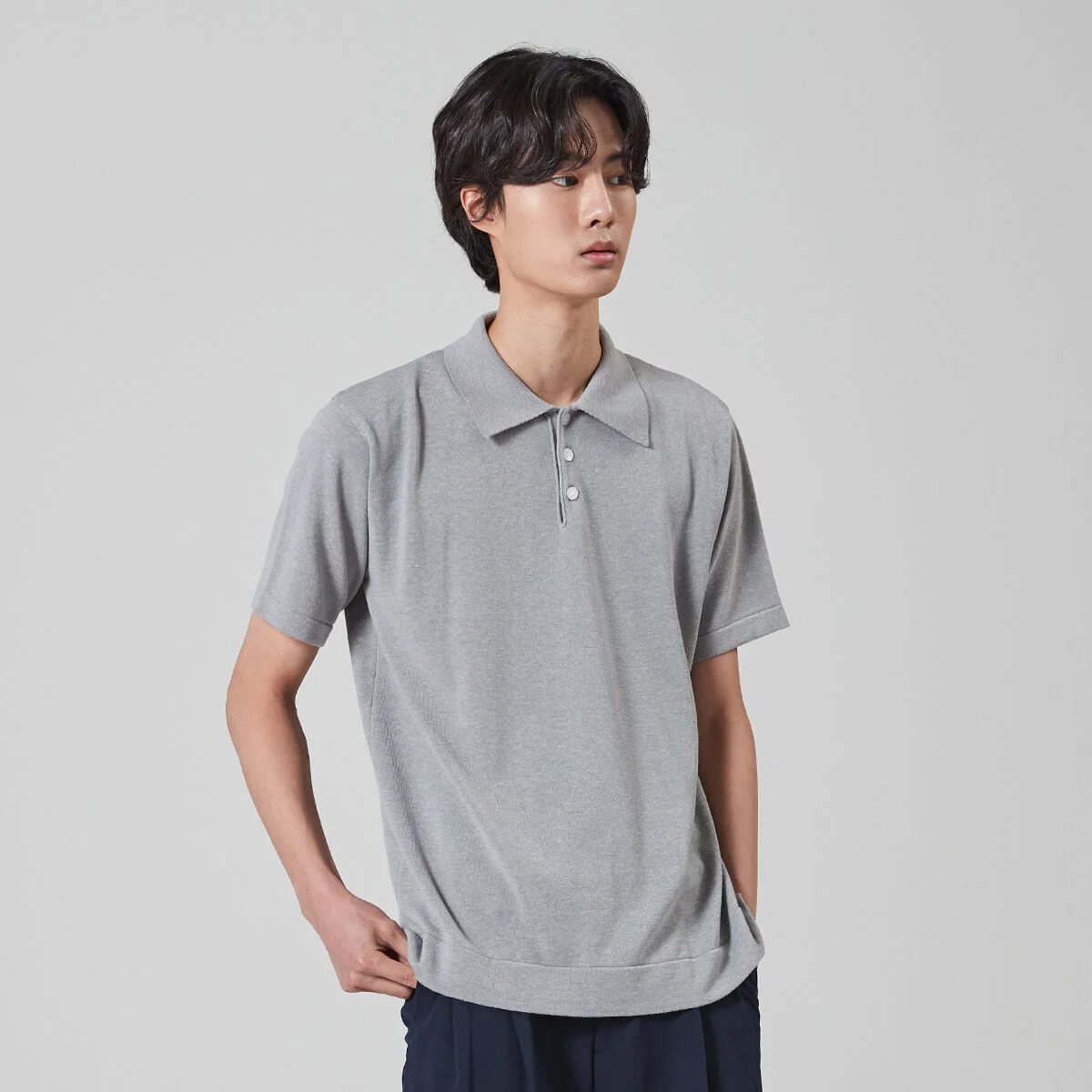 1/2 SUMMER COLLAR KNIT_GRAY