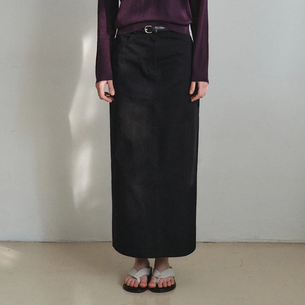 Pure Cotton Long Skirt_BLACK(W26SK02)
