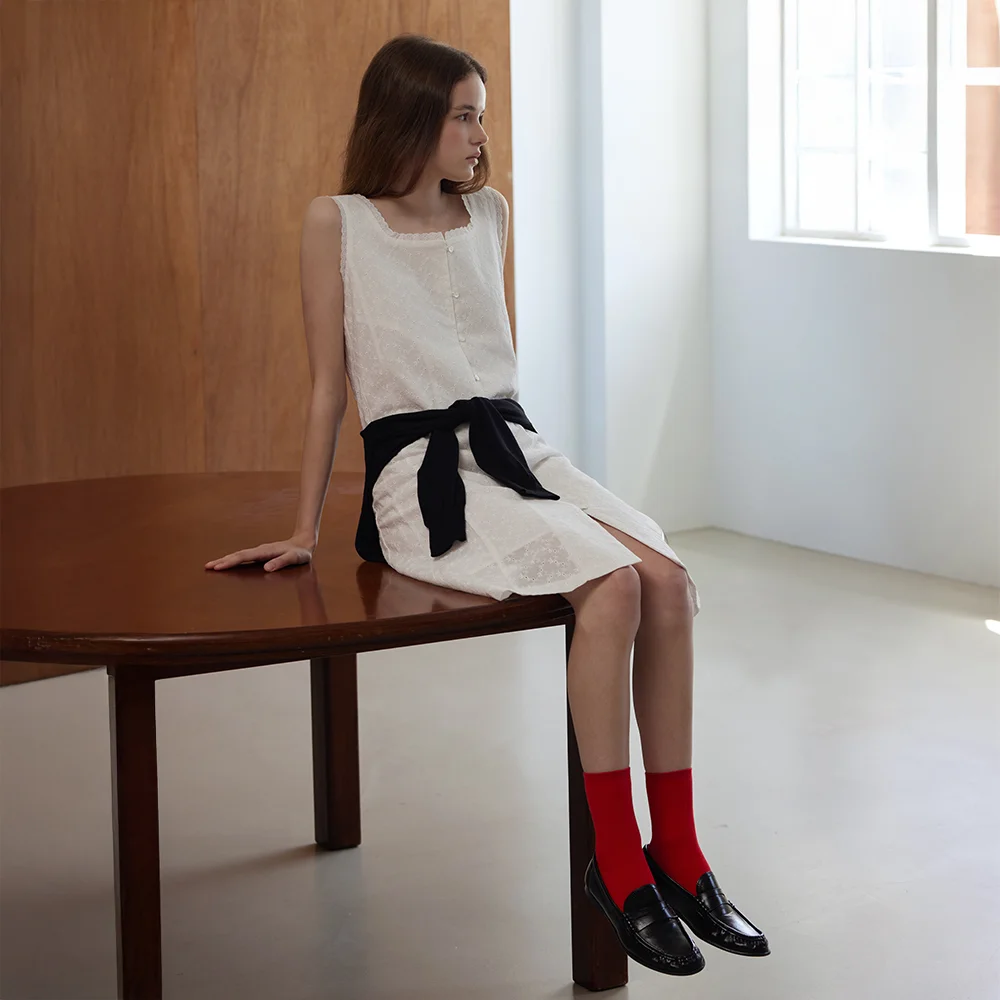 Pure Cotton Lace-Trimmed Eyelet Midi Dress