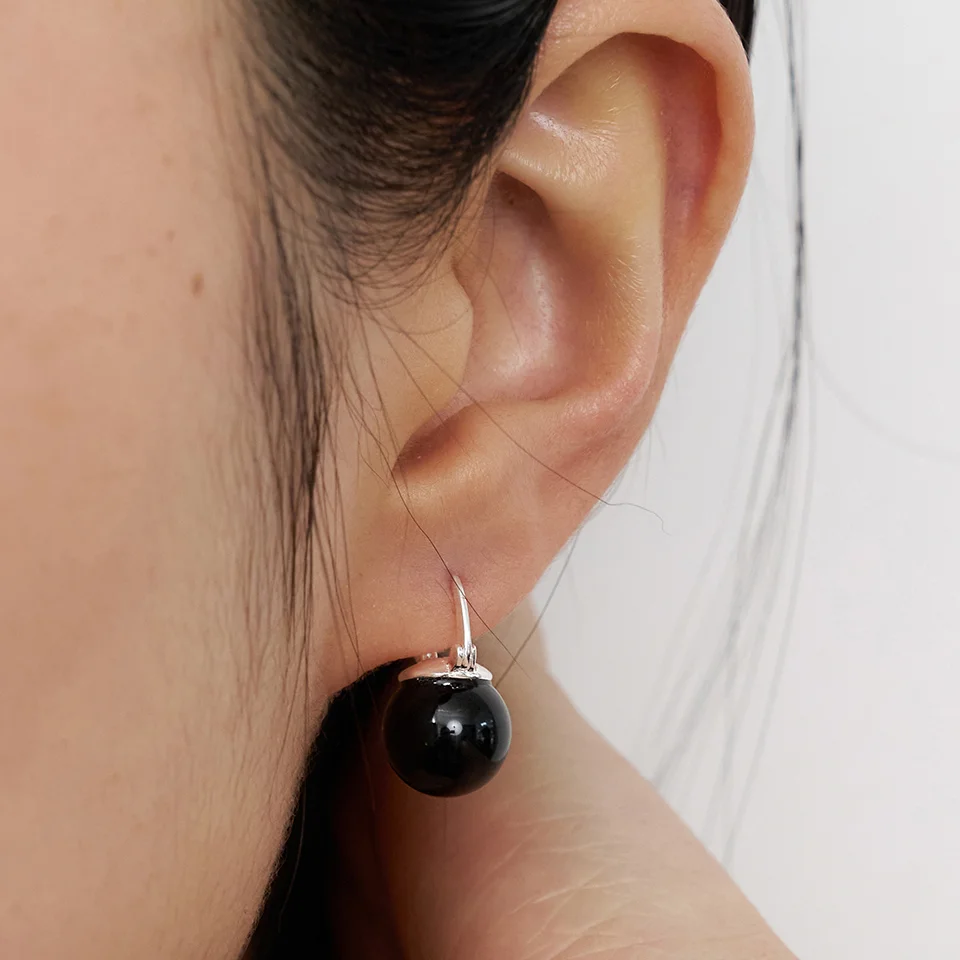 onyx ball drop earring