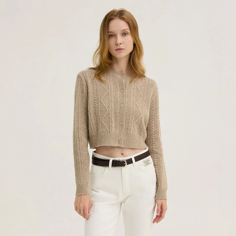 WK-18 BRAID CARDIGAN_BEIGE